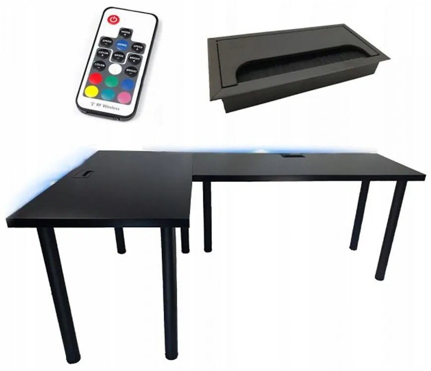 Písací Stôl Roh. Top Čierna 202x136x2,8 Model 2