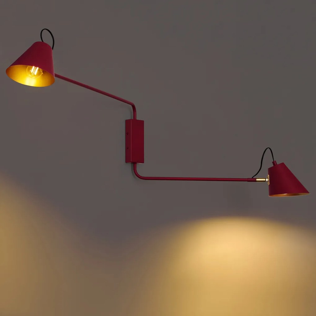Lune Modern Adjustable 2-Light Wall Lamp - Purple with Gold Interior