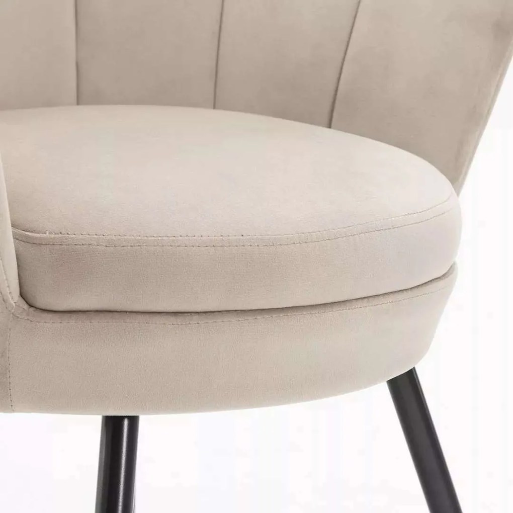 LuxuryForm DESIGN Kreslo FREY VELUR s čiernymi nohami - latte