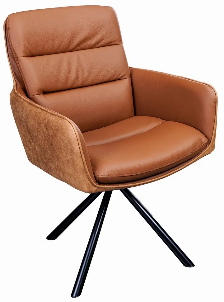 Dizajnová otočná stolička Maddison koňaková