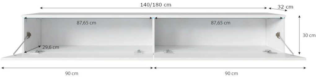 TV stolík LOWBOARD D 180, 180x30x32, dub wotan + LED