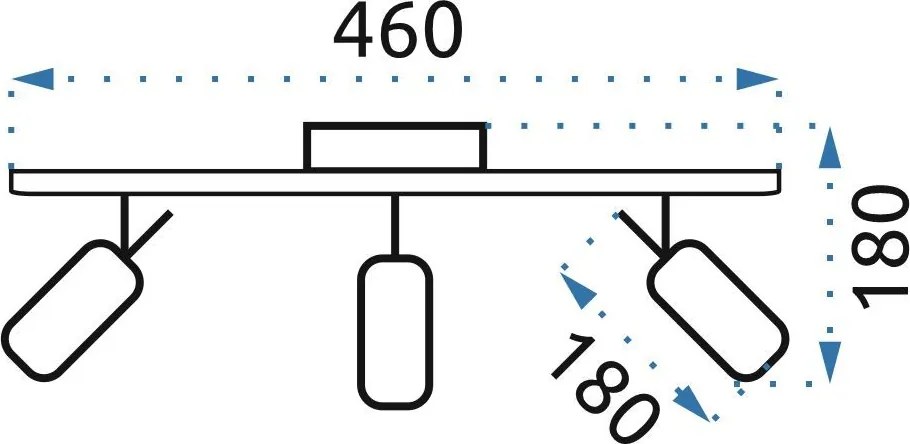 Toolight - Stropné-nástenné svietidlo typu reflektor, 3-bodové, 3xGU10 392197, chrómová, OSW-08483