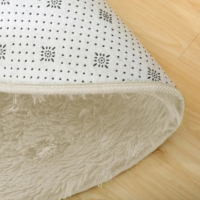 Protišmykový koberec SHAGGY béžový kruh