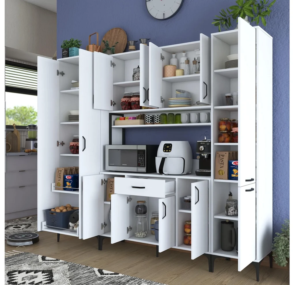 Set kuchynských skriniek Bisaka 4 (biela). Vlastná spoľahlivá doprava až k Vám domov. 1094300