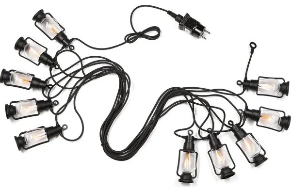 Vonkajšia dekoračná reťaz GIRLANDA 10xLED 10m IP44 teplá biela