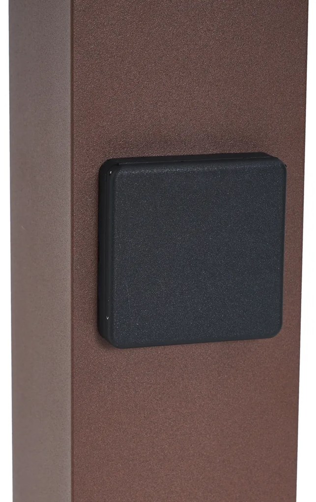 Priemyselné vonkajšie stĺpikové svietidlo hrdzavo hnedé s dymovým sklom 70 cm so súmrakovým senzorom IP44 - Dánsko