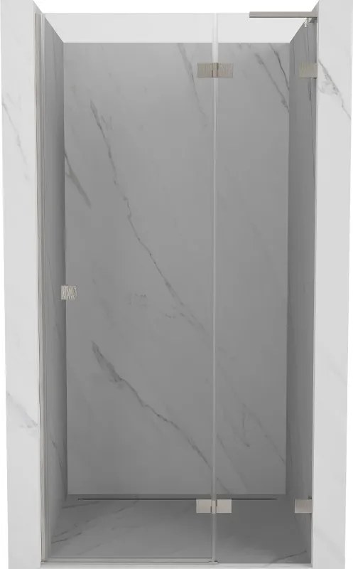 Mexen, Mexen Lunar L Otočné pravé sprchové dvere 75 cm, transparentné, brúsený nikel - 834L-075-000-97-00-P