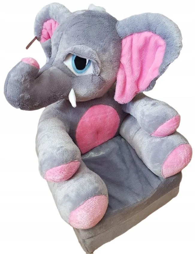Detské plyšové rozkladacie kresielko SLON - ružový
