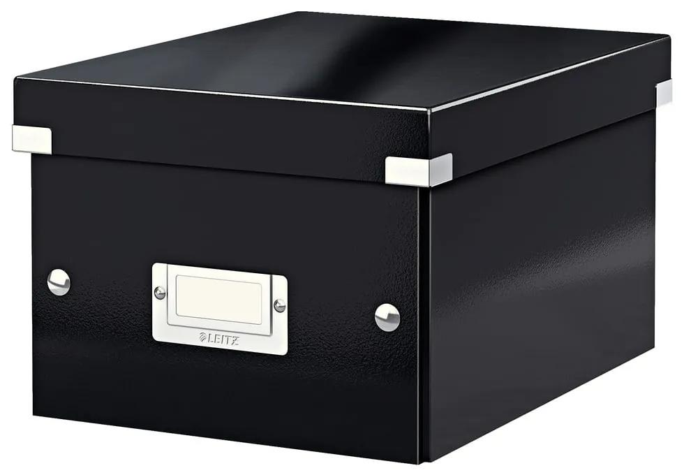 Čierny kartónový úložný box s vekom 22x28x16 cm Click&amp;Store – Leitz
