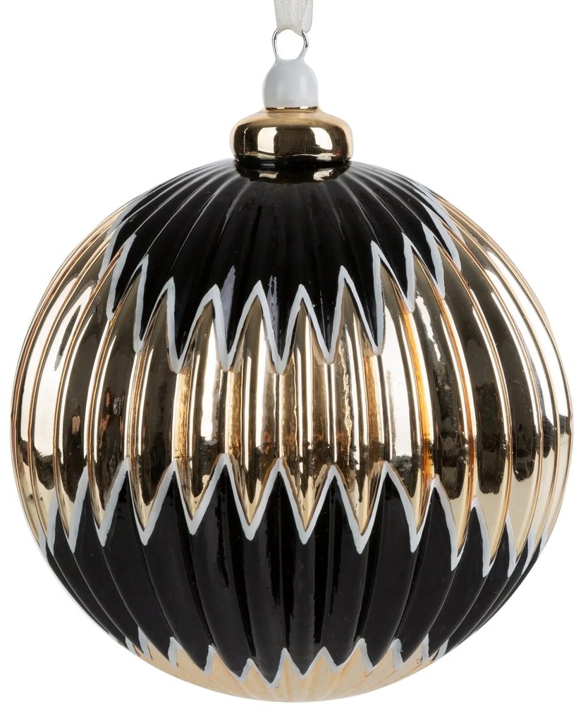 SKLENENÁ VIANOČNÁ BANKA NA STROMČEK (FI) 10 CM VZOROVANÁ