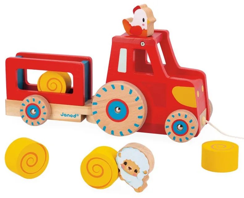 Ťahací drevený traktor s doplnkami