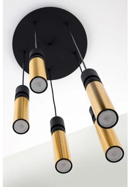 Jupiter 2017 - Luster na lanku ALAS 5xGU10/10W/230V zlatá/čierna