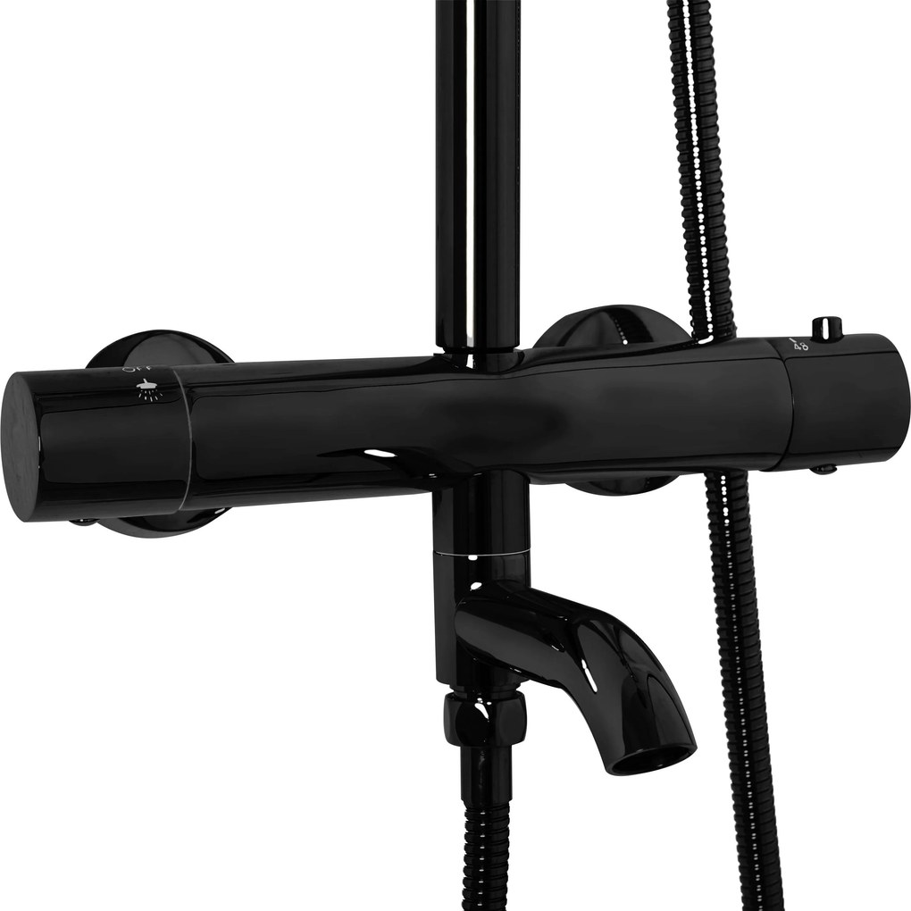 Rea Lungo, termostatická sprchová/vaňová súprava, čierna lesklá, REA-P8763