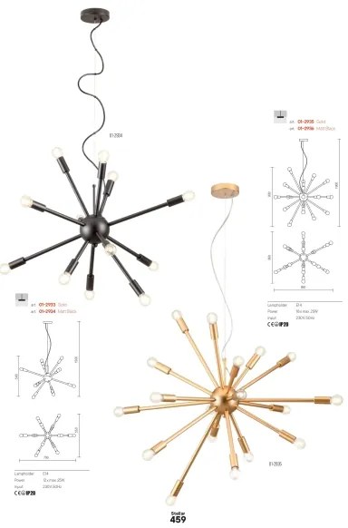 Redo 01-2935 - Luster na lankách STELLAR 18×E14/25W/230V zlatý