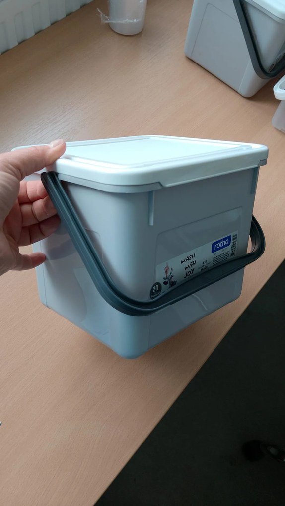2. akosť - Nádoba na prací prášok, granule alebo bioodpad – 4,5l DETERGENT sivý (biele viečko)