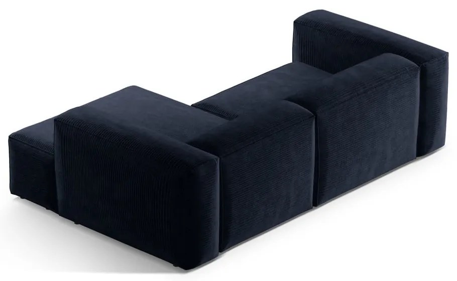 Tmavomodrá menčestrová rohová pohovka (pravý roh/s leňoškou) Bergamo – Cosmopolitan Design