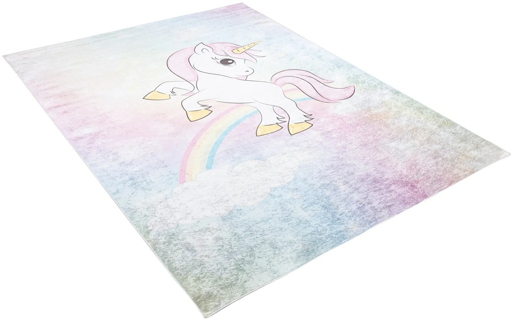 Farebný detský koberec s motívom jednorožca
