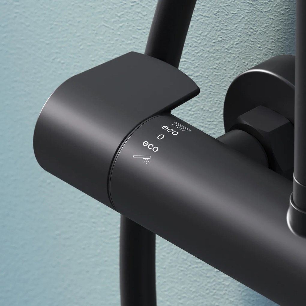 Sprchový systém AM.PM X-Joy F07XA422 s termostatickou sprchovou batériou, čierny