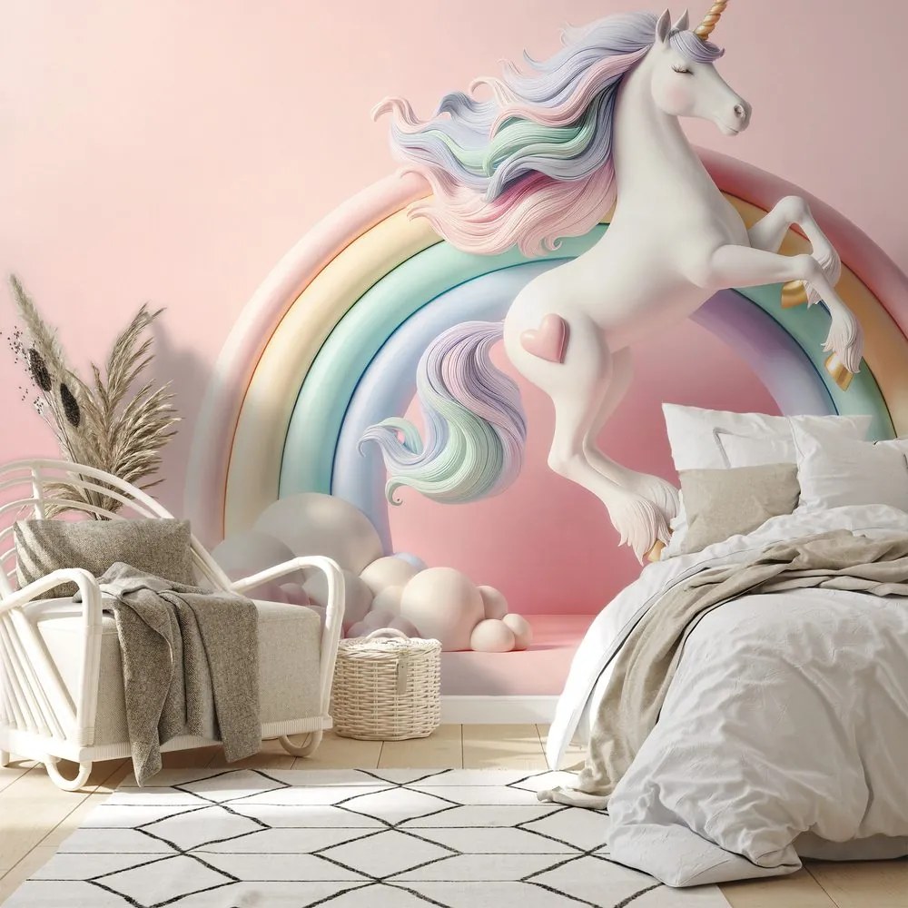 Fototapeta pastelový jednorožec v dúhe