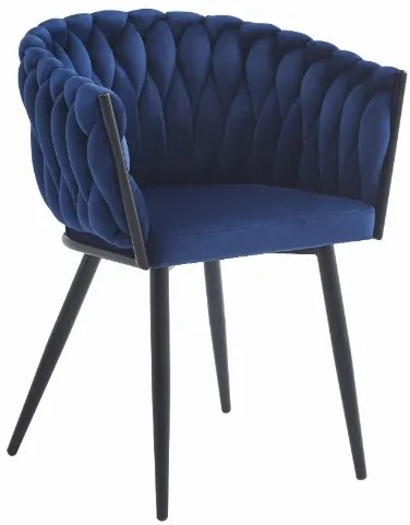 TRENDIE Zamatová jedálenská stolička Monterrey modrá