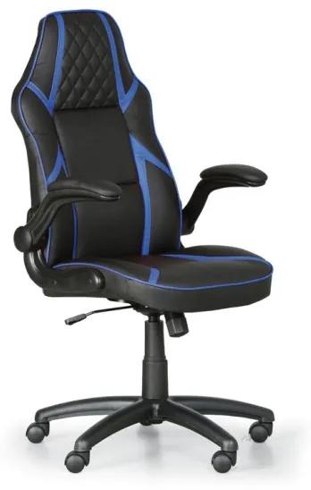 Kožená kancelárska stolička GAME, čierna/modrá