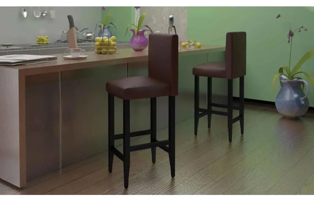 vidaXL Barové stoličky z umelej kože, 6 ks, hnedé