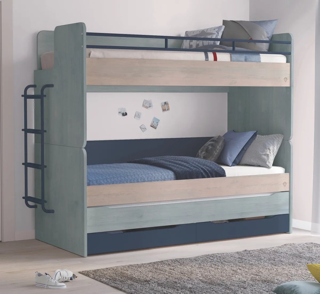 Posteľ I 90x200 Lincoln Modular - dub, dub modrá