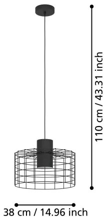 Eglo 43627 - Luster na lanku MILLIGAN 1xE27/40W/230V pr. 38 cm čierna