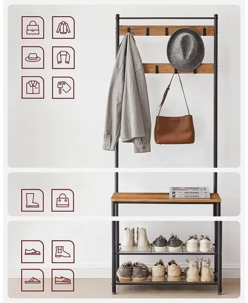 Stojanový vešiak NAVOR hnedý/čierny