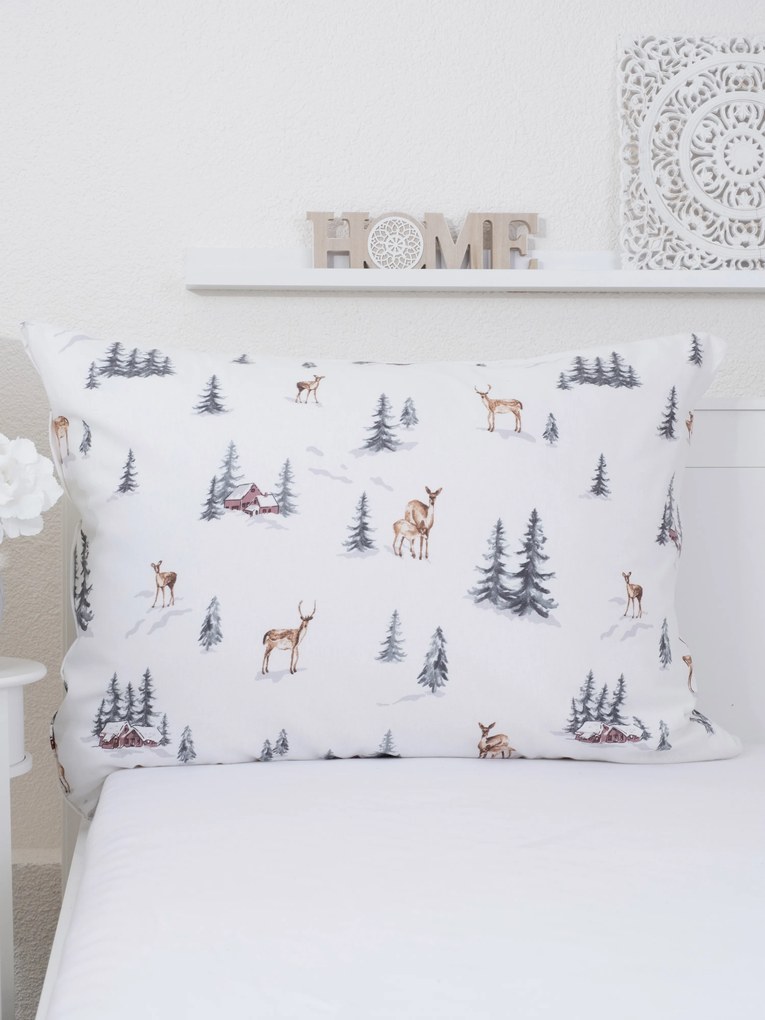Flanelová obliečka na vankúš 70 x 90 cm - Zimný les