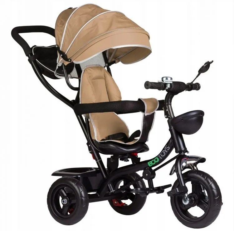 ECOTOYS Detská trojkolka s rotačným sedadlom BEIGE