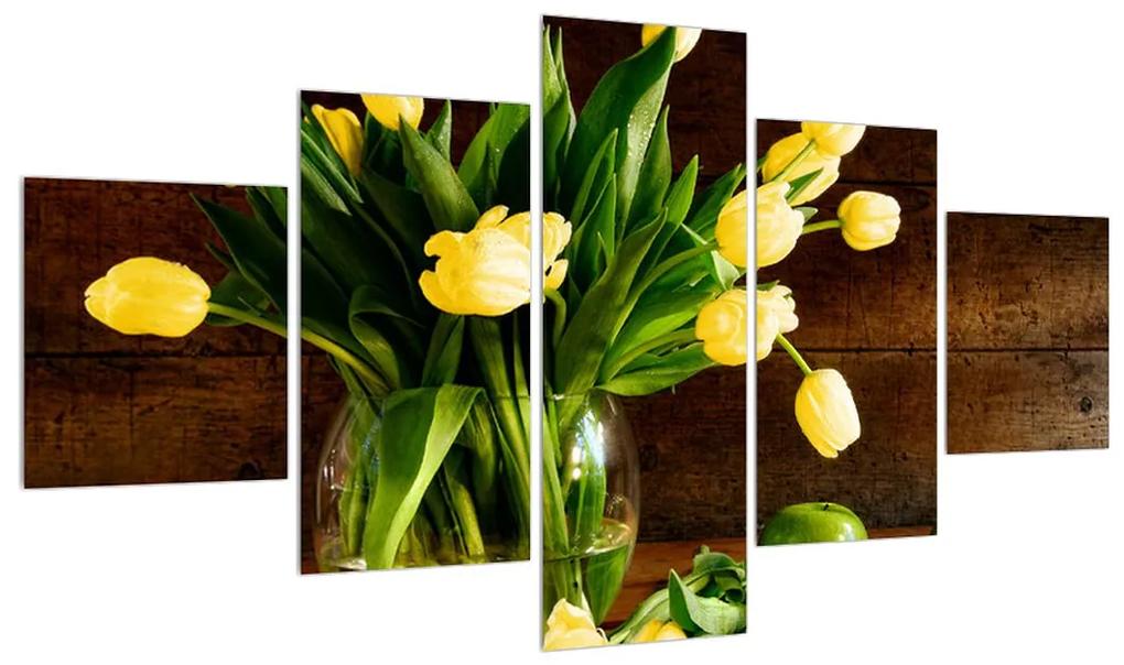 Obraz žltých tulipánov vo váze (K012154K12570)