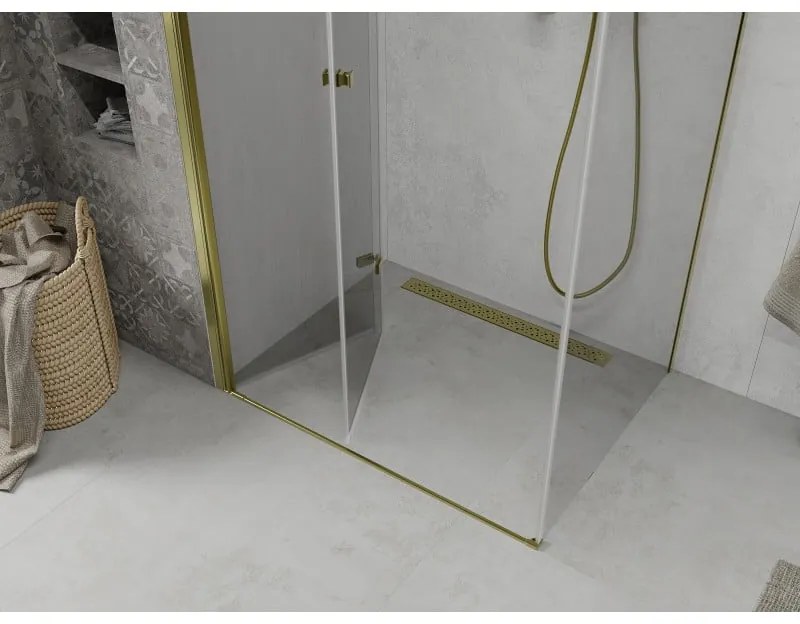 Mexen Lima sprchovací kút 90x80 cm, priehľadná, zlatá, 856-090-080-50-00