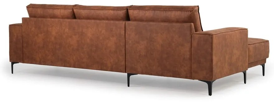 Koňakovohnedá rohová pohovka z imitácie kože (ľavý roh) Copenhagen – Scandic