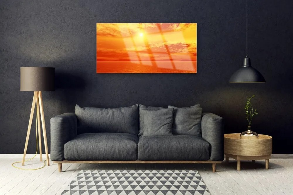 Skleneny obraz Slnko more príroda 120x60 cm