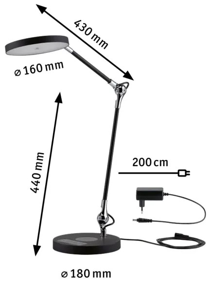 Paulmann 78010 - LED/11W Stmievateľná stolná lampa NUMIS 230V 2700-6500K čierna