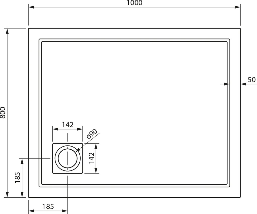 Gelco Gelco, XENA vanička z liateho mramoru, obdĺžnik 100x80cm, biela, HX10080