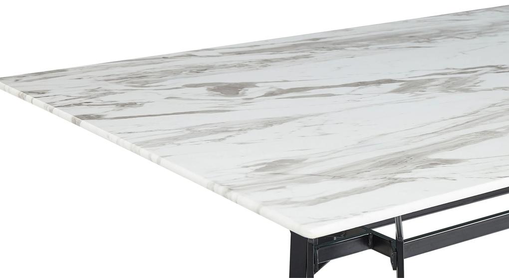 Jedálenský stôl s mramorovým efektom 160 x 90 cm biela/čierna BALLINA Beliani