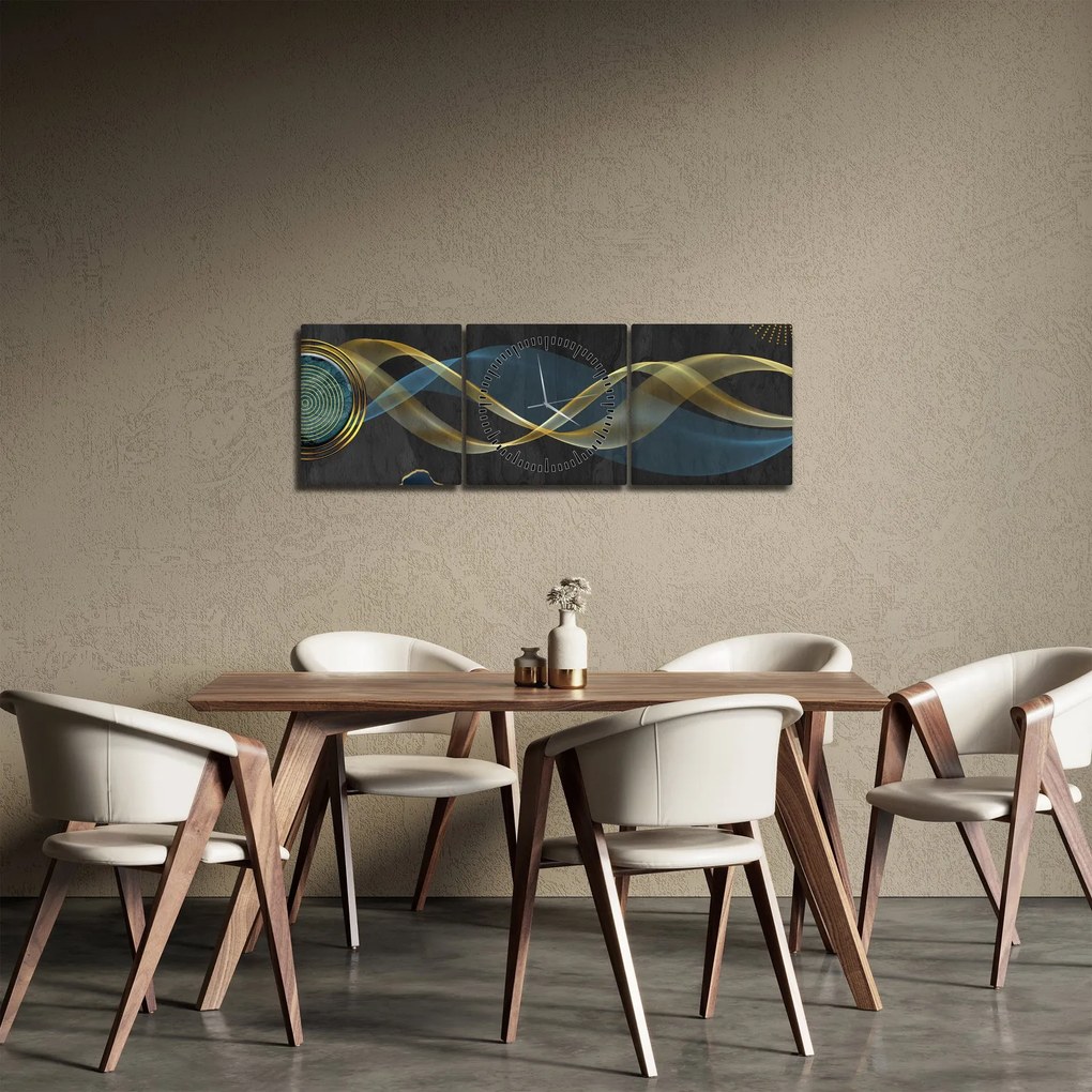 Obraz - Abstrakcia (s hodinami) (90x30 cm)