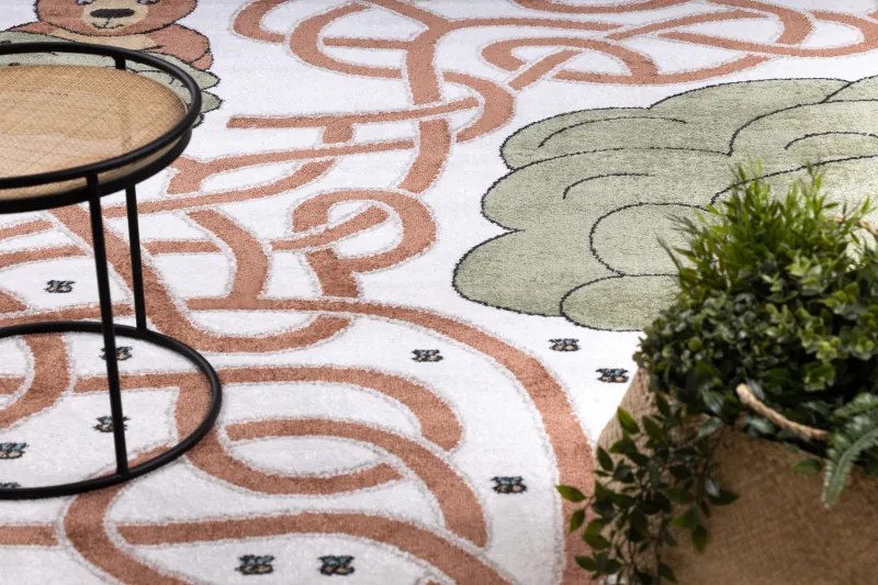 Dywany Łuszczów, Detský kusový koberec Fun Honey with Bear cream, 120x170, hnedá, detská izba