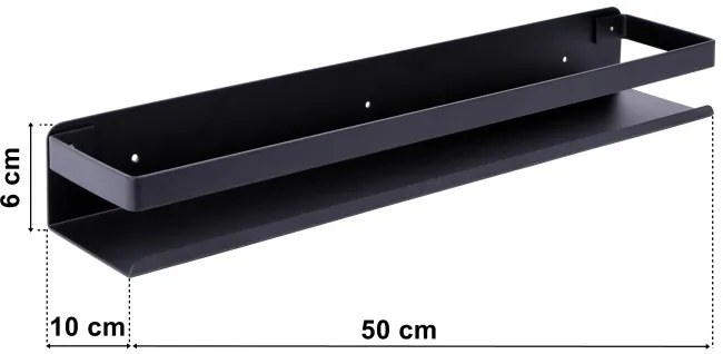 Nástenná polica MEGARA 50 cm čierna