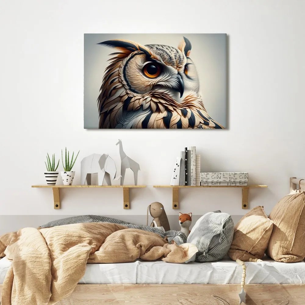 Obraz sova v teplých odtieňoch