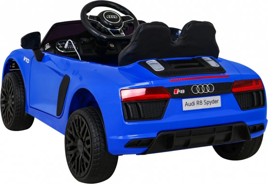 Ramiz Elektrické autíčko Audi R8 pre deti modré + diaľkové ovládanie + EVA + plynulý štart + MP3 LED
