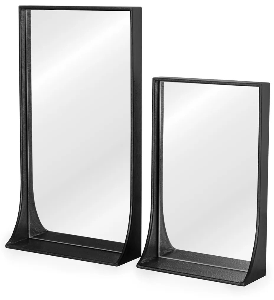 Nástenné zrkadlo s policou Pisca čierne