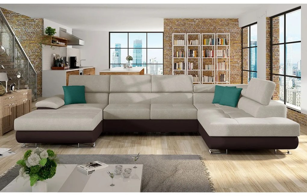 Rohová sedacia súprava Alvin Bis, Dostupné poťahy: ekokoža Soft 017 + Uttario Velvet 2979 + Uttario Velvet 2955, Strana: Ľavá - U