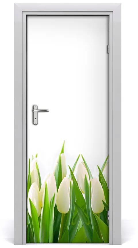 Fototapeta na dvere biele tulipány 75x205cm
