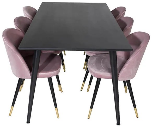 Dipp Velvet II stolová súprava čierna/ružová