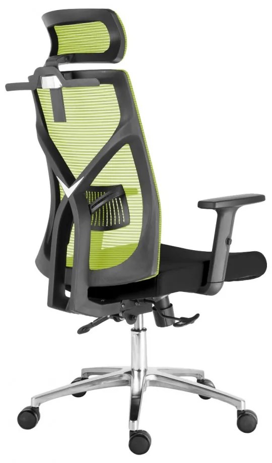 Kancelárska ergonomická stolička UNI — čierna / zelená, nosnosť 150 kg