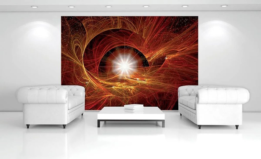 Fototapeta - Zlaté abstraktné Supernova (254x184 cm)