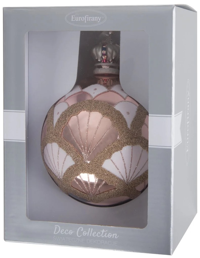 SKLENENÁ VIANOČNÁ BANKA NA STROMČEK (FI) 12 CM VZOROVANÁ